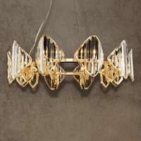 Solaris Orion luxury crystal chandelier with 18K gold-plated frame and prism-cut crystals front view