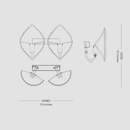 Technical drawing of Solaris Vega wall lamp showing 38cm width, 25cm height and 20cm projection
