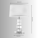 Valenne crystal table lamp dimensions showing 62 cm height, 40 cm shade diameter and 16 cm base.