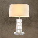 Valenne crystal table lamp by HDLS Lighting Ltd featuring crystal and copper base with white fabric for luxury interiors.