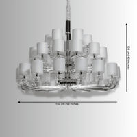 Varella chandelier dimensions showing 150cm diameter and 103cm height for large-scale interior lighting