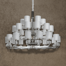 150cm Varella chandelier with crystal arms and fabric shades, designed for high ceilings and staircase lighting