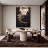 Vendôme Bijou crystal chandelier illuminating a luxury dining or lounge area, ideal for refined boutique settings.