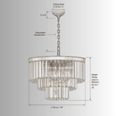 Vendôme Bijou crystal chandelier CAD drawing, front view with dimensions and adjustable chain 