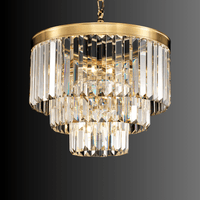 Vendôme Bijou crystal chandelier in 18K gold, angled view showcasing tiered Asfour prisms for elegant interiors.