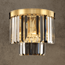 Vendôme Boutique 18K gold crystal wall lamp with Asfour prisms, luxury modern wall sconce for hallways.