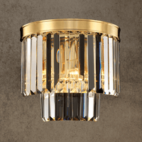 Vendôme Boutique 18K gold crystal wall lamp with Asfour prisms, luxury modern wall sconce for hallways.
