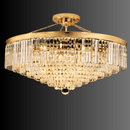 Luxury French-inspired crystal chandelier with 18K gold-plated copper and precision-cut crystals.