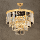 Vendôme Lumière 18K gold-plated crystal chandelier with Asfour prisms, luxury semi-flush design for  small interiors.