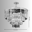 Vendôme Lumière crystal chandelier dimensions, 57cm semi-flush design with tiered prisms for luxury home offices.