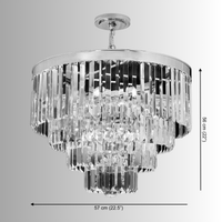 Vendôme Lumière crystal chandelier dimensions, 57cm semi-flush design with tiered prisms for luxury home offices.