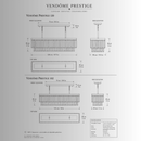 CAD specification drawing of Vendôme Prestige 120 cm and 102 cm linear crystal chandeliers with dimensions.