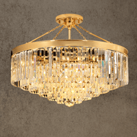 Vendome Royale Crystal Chandelier in 18K gold with Asfour crystals – luxury semi-flush crystal chandelier