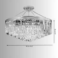 Vendome Royale crystal chandelier dimensions – 82 cm semi-flush luxury chandelier with Asfour crystals.