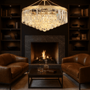 Vendome Royale crystal chandelier styled in a luxury living room with warm ambient lighting.