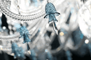 Hand-cut blue crystal drops with precision faceting on the Versailles Le Bleu luxury chandelier