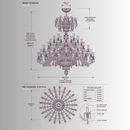 CAD drawing of Versailles Le Bleu grand crystal chandelier dimensions 220 cm diameter for and atrium installation.