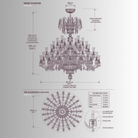 CAD drawing of Versailles Le Bleu grand crystal chandelier dimensions 220 cm diameter for and atrium installation.