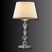 Designer crystal table lamp with hand-cut crystal body and premium fabric shade for luxury homes