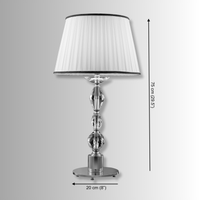 Luxury crystal table lamp dimensions showing 75cm(29.5") height and 20cm(8") base diameter