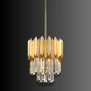 Luxury crystal kitchen island pendant with 24K gold-plated stainless steel and tiered crystal design.