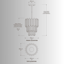 Zarrin Aurelis luxury crystal pendant CAD drawing with front and top elevation, 30cm dimensions and adjustable suspension