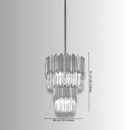 Crystal pendant lighting dimensions showing 46cm diameter and 51cm height for kitchen island planning.
