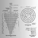 Zarrin Celarion extra large gold crystal chandelier CAD technical elevation drawing with dimensions