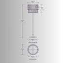 CAD technical drawing of Zarrin Corvane Crystal and gold floor lamp by HDLS Lighting.