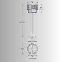 CAD technical drawing of Zarrin Corvane Crystal and gold floor lamp by HDLS Lighting.