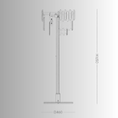 Technical drawing showing 165 cm height and 46 cm diameter for luxury crystal floor lamp