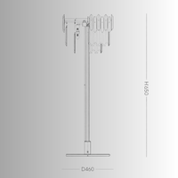 Technical drawing showing 165 cm height and 46 cm diameter for luxury crystal floor lamp