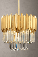 Close-up shot of the Zarrin Elowen crystal pendant light fixture by HDLS Lighting
