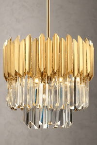 Close-up shot of the Zarrin Elowen crystal pendant light fixture by HDLS Lighting