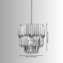Crystal pendant chandelier dimensions showing 46 cm diameter and 36 cm height for installation planning.
