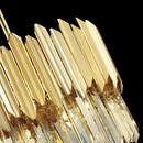 Close-up of Zarrin Halo showing polished gold elements and precision-cut crystal prisms.