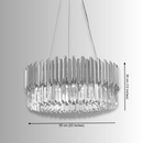 Zarrin Luceris chandelier dimensions showing 55 cm diameter and 30 cm height with precision crystal structure.