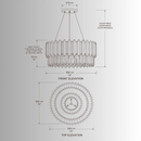CAD technical drawing of the Zarrin Luceris Crystal pendant chandelier by HDLS Lighting.