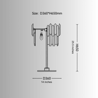 Technical drawing of luxury crystal table lamp showing 65 cm height and 36 cm diameter proportions.