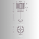 Zarrin Serella crystal table lamp CAD technical drawing with dimensions in cm and inches for luxury lighting specification