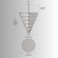 CAD elevation drawing of Zarrin Valerion six-tier luxury crystal chandelier Ø160cm H220cm with dimensions