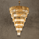 Six-tier Zarrin Valerion crystal chandelier in 24K gold finish designed for grand architectural interiors