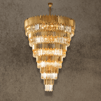Six-tier Zarrin Valerion crystal chandelier in 24K gold finish designed for grand architectural interiors