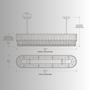 Technical CAD front and top view drawing of Zarrin Valeris Chandelier by HDLS Lighting