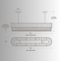 Technical CAD front and top view drawing of Zarrin Valeris Chandelier by HDLS Lighting