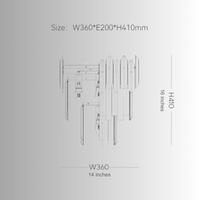Technical drawing showing 36 cm width, 41 cm height, and 18 cm projection for luxury crystal wall light