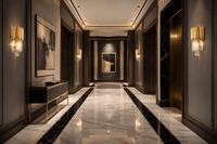 Zarrin Virelle luxury crystal wall lamp illuminating a modern Chelsea London residence corridor