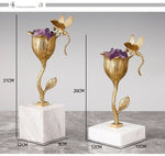 HDLS.Lighting LTD accessories Modern Golden Blooming Flower With Purple Natural Crystal.