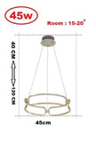 HDLS Lighting Ltd Chandelier 1 RING 45CM / dimmable with remote Maggi, contemporary designer LED pendant light. SKU: hdls#54K95