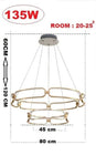 HDLS Lighting Ltd Chandelier 2 Ring 45 80cm / Warm White No Remote Maggi, contemporary designer LED pendant light. SKU: hdls#54K95